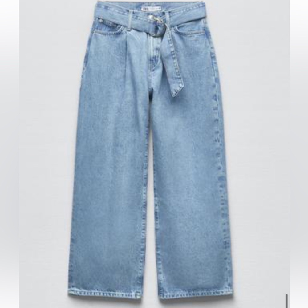 Zara Belted Blue Jeans